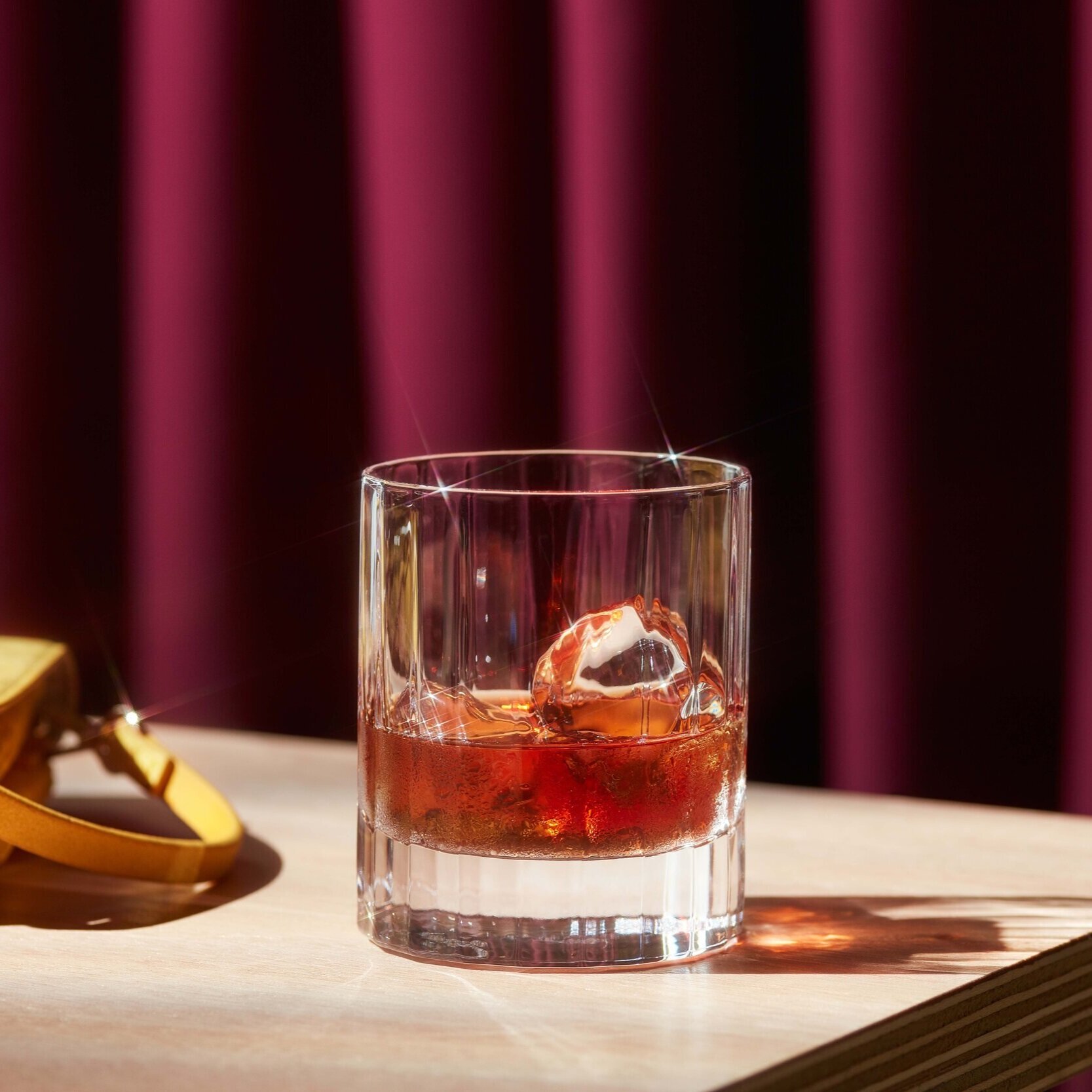 A glass of a scotch on the rocks