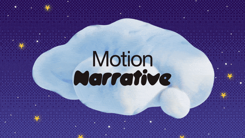 A GIF showing the Motion Narrative design trend in action with a cloud scrolling from a night sky to a day sky
