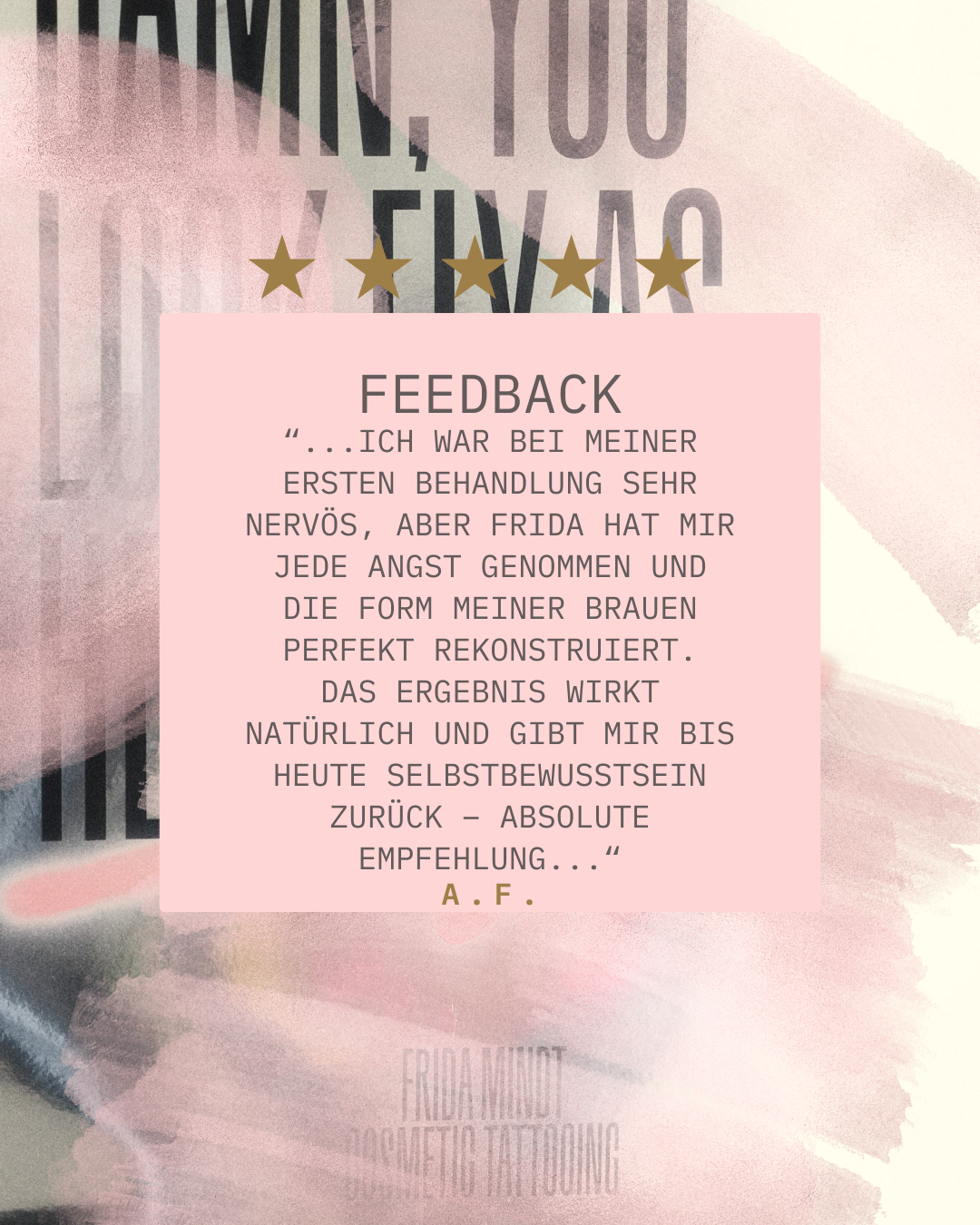 Echte Google-Rezension über Nano Brows bei Frida Mindt Cosmetic Tattooing in Hamburg. Natürliches Ergebnis und angenehme Erfahrung im Studio.