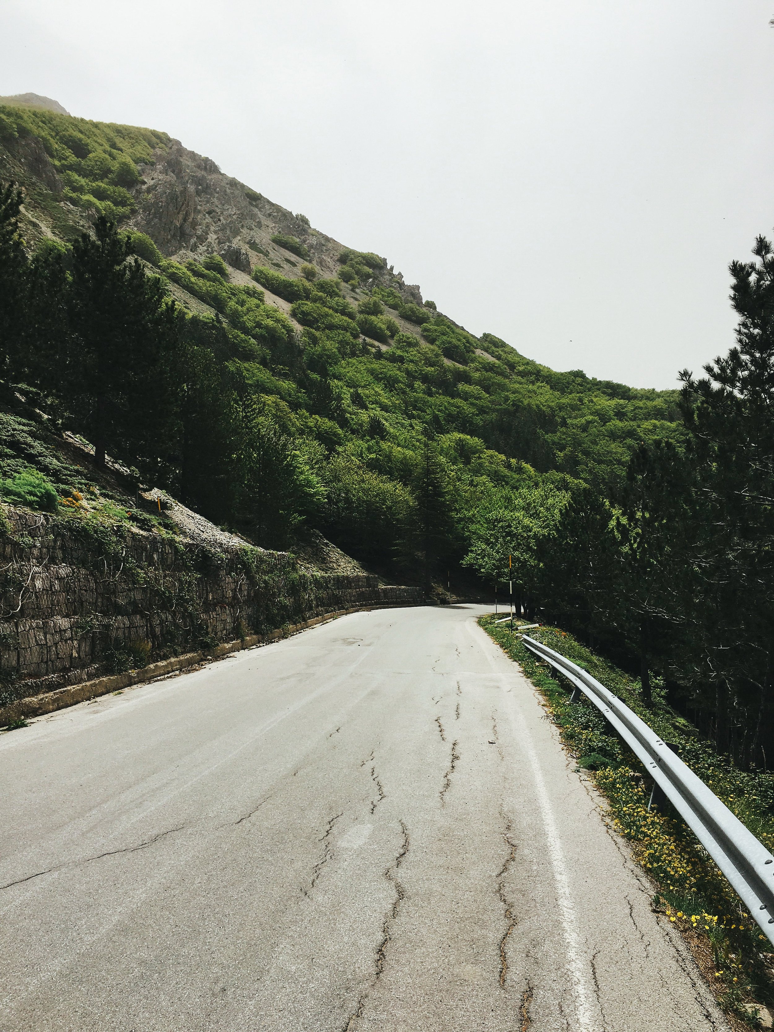 Empty Road in Green Mountain Landscape